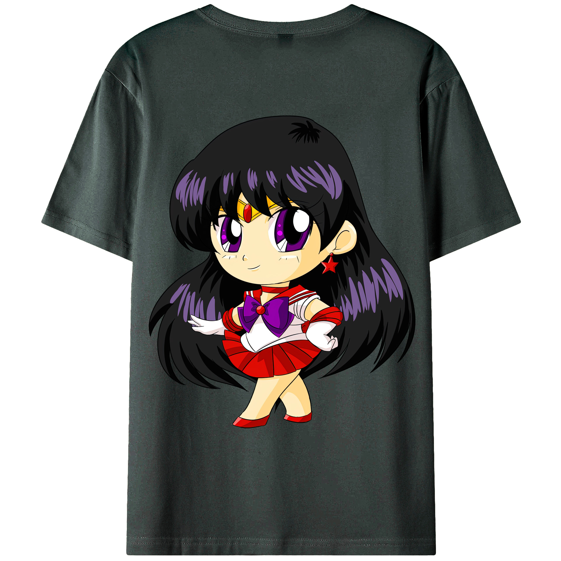 （画像用） 美少女戦士セーラームーン 火野レイ ひの レイ Sailor Moon Hino Rei （セーラーマーズ,Sailor Mars） 綿100％ メンズ半袖Tシャツ（バックプリント） 通気性